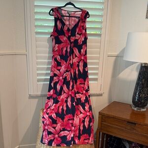 Tommy Bahama Pink Floral Maxi Dress navy and pink